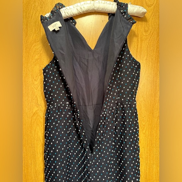LOFT Outlet Women's Navy Green Clip Dot Flounce Ruffle Hem Sleeveless Sz. 0 - Picture 5 of 7